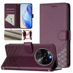 For OPPO Find X6 Pro Honeycomb Embossing RFID Leather Phone Case(Violet)