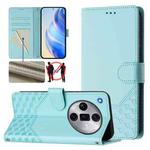 For OPPO Find X7 Ultra Honeycomb Embossing RFID Leather Phone Case(Mint Green)