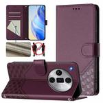 For OPPO Find X7 Ultra Honeycomb Embossing RFID Leather Phone Case(Violet)