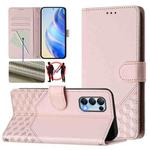 For OPPO Reno5 / Find X3 Lite Honeycomb Embossing RFID Leather Phone Case(Pink)