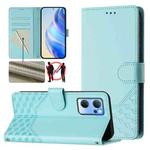 For OPPO Reno7 5G Global / Find X5 Lite Honeycomb Embossing RFID Leather Phone Case(Mint Green)