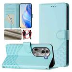 For OPPO Reno11 Pro 5G Global Honeycomb Embossing RFID Leather Phone Case(Mint Green)