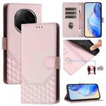 For OPPO A5 Pro China Honeycomb Embossing RFID Leather Phone Case(Pink)