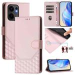 For OPPO Reno13 F 5G Honeycomb Embossing RFID Leather Phone Case(Pink)