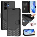 For OPPO Reno13 F 5G Honeycomb Embossing RFID Leather Phone Case(Black)