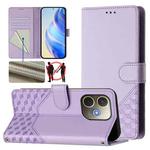 For OPPO A5 Pro 5G Global Honeycomb Embossing RFID Leather Phone Case(Light Purple)
