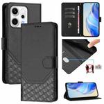 For OPPO Reno14 Global Honeycomb Embossing RFID Leather Phone Case(Black)