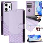 For OPPO Reno14 Global Honeycomb Embossing RFID Leather Phone Case(Light Purple)