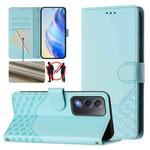 For OPPO A5 5G / A3 Pro 5G Global Honeycomb Embossing RFID Leather Phone Case(Mint Green)