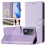 For OPPO A5 5G / A3 Pro 5G Global Honeycomb Embossing RFID Leather Phone Case(Light Purple)