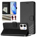 For OPPO A5x 5G / 4G Global Honeycomb Embossing RFID Leather Phone Case(Black)