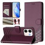 For OPPO A5x 5G / 4G Global Honeycomb Embossing RFID Leather Phone Case(Violet)