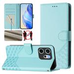 For OPPO Reno14 F 5G Honeycomb Embossing RFID Leather Phone Case(Mint Green)