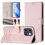 For OPPO Reno14 F 5G Honeycomb Embossing RFID Leather Phone Case(Pink)