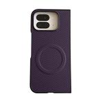 For Google Pixel 9 Pro Fold Carbon Fiber Leather MagSafe PC Phone Case(Purple)