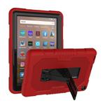 For Amazon Kindle Fire HD 8 (2020) B2 Contrast Color Silicone + PC Protective Case with Holder(Red+Black)