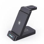 B20A 15W Qi Wireless Charger 3-in-1 Vertical Stand Phone Holder for Samsung Watch / Galaxy Buds(Black)