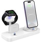 B25 8 Pin 4-in-1 Charging Stand Phone Holder for Apple Watch / AirPods(White)