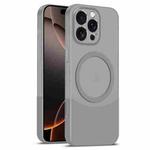 For iPhone 16 Pro Max Dual Color Stitching MagSafe Magnetic PC Phone Case(Grey)