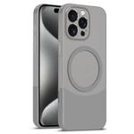 For iPhone 15 Pro Max Dual Color Stitching MagSafe Magnetic PC Phone Case(Grey)