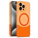 For iPhone 15 Pro Dual Color Stitching MagSafe Magnetic PC Phone Case(Orange)