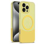 For iPhone 15 Pro Dual Color Stitching MagSafe Magnetic PC Phone Case(Yellow)