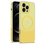 For iPhone 12 Pro Dual Color Stitching MagSafe Magnetic PC Phone Case(Yellow)