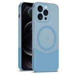 For iPhone 12 Pro Dual Color Stitching MagSafe Magnetic PC Phone Case(Blue)