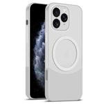 For iPhone 11 Pro Max Dual Color Stitching MagSafe Magnetic PC Phone Case(White)