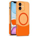 For iPhone 11 Dual Color Stitching MagSafe Magnetic PC Phone Case(Orange)