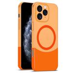 For iPhone 11 Pro Dual Color Stitching MagSafe Magnetic PC Phone Case(Orange)