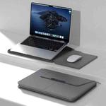 Multifunctional Laptop PU Magnetic Stand Split Liner Bag with Mouse Pad Function, Size:15 inch(Grey)