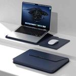 Multifunctional Laptop PU Magnetic Stand Split Liner Bag with Mouse Pad Function, Size:15 inch(Dark Blue)
