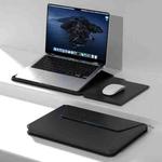 Multifunctional Laptop PU Magnetic Stand Split Liner Bag with Mouse Pad Function, Size:15 inch(Black)