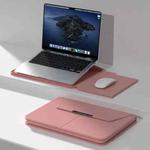 Multifunctional Laptop PU Magnetic Stand Split Liner Bag with Mouse Pad Function, Size:15 inch(Rose Gold)