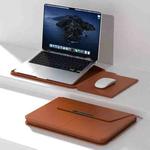 Multifunctional Laptop PU Magnetic Stand Split Liner Bag with Mouse Pad Function, Size:13-14 inch(Brown)