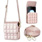 For Samsung Galaxy Z Flip6 BFB04 Plaid Crossbody Fold Phone Bag(Rose Gold)