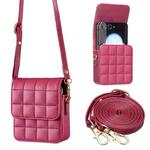 For Samsung Galaxy Z Flip6 BFB04 Plaid Crossbody Fold Phone Bag(Rose Red)