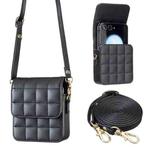 For Samsung Galaxy Z Flip6 BFB04 Plaid Crossbody Fold Phone Bag(Black)