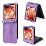 For Motorola Razr 50 Crossbody Card Bag PU Folding Phone Case(Purple)