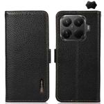 For Xiaomi 15T Pro 5G KHAZNEH Side-Magnetic Litchi Genuine Leather RFID Phone Case(Black)