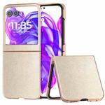 For Motorola Razr 50 PU Leather Electroplating Frame Full Coverage Phone Case(Gold)