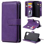 For Huawei P40 Lite Multifunctional Magnetic Copper Buckle Horizontal Flip Solid Color Leather Case with 10 Card Slots & Wallet & Holder & Photo Frame(Purple)