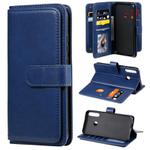 For Huawei P40 Lite E Multifunctional Magnetic Copper Buckle Horizontal Flip Solid Color Leather Case with 10 Card Slots & Wallet & Holder & Photo Frame(Dark Blue)