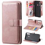 For Huawei P40 Lite E Multifunctional Magnetic Copper Buckle Horizontal Flip Solid Color Leather Case with 10 Card Slots & Wallet & Holder & Photo Frame(Rose Gold)