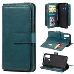 For Huawei P Smart(2020) Multifunctional Magnetic Copper Buckle Horizontal Flip Solid Color Leather Case with 10 Card Slots & Wallet & Holder & Photo Frame(Dark Green)