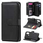 For Huawei P Smart(2020) Multifunctional Magnetic Copper Buckle Horizontal Flip Solid Color Leather Case with 10 Card Slots & Wallet & Holder & Photo Frame(Black)