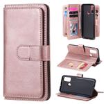For Huawei P Smart(2020) Multifunctional Magnetic Copper Buckle Horizontal Flip Solid Color Leather Case with 10 Card Slots & Wallet & Holder & Photo Frame(Rose Gold)