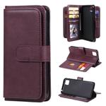 For Huawei Y5P / 9S Multifunctional Magnetic Copper Buckle Horizontal Flip Solid Color Leather Case with 10 Card Slots & Wallet & Holder & Photo Frame(Wine Red)