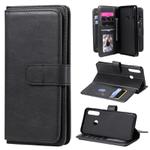 For Huawei Y6P Multifunctional Magnetic Copper Buckle Horizontal Flip Solid Color Leather Case with 10 Card Slots & Wallet & Holder & Photo Frame(Black)